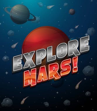Mars kelime logosu illüstrasyonunu keşfedin