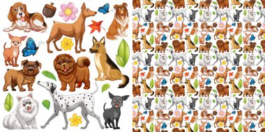 Tatlı köpek resimleriyle kusursuz bir arka plan.