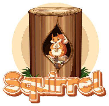 Kahverengi illüstrasyondaki sincap için yazı tipi tasarımı