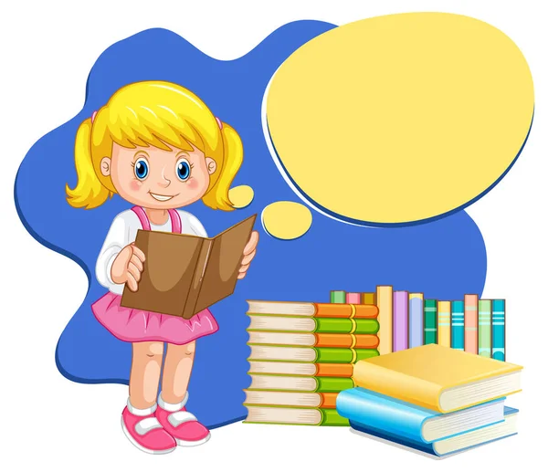 Ένα Κορίτσι Ανάγνωση Callout Εικονογράφηση — Διανυσματικό Αρχείο