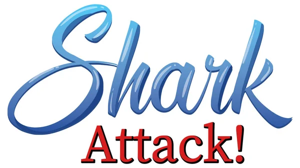 Shark Atak Tekst Projekt Białym Tle Ilustracji — Wektor stockowy