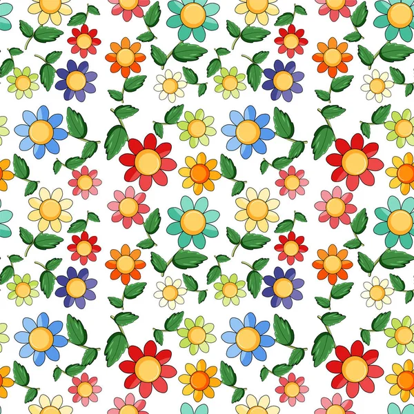 Design Sfondo Senza Soluzione Continuità Con Fiori Colorati Illustrazione — Vettoriale Stock