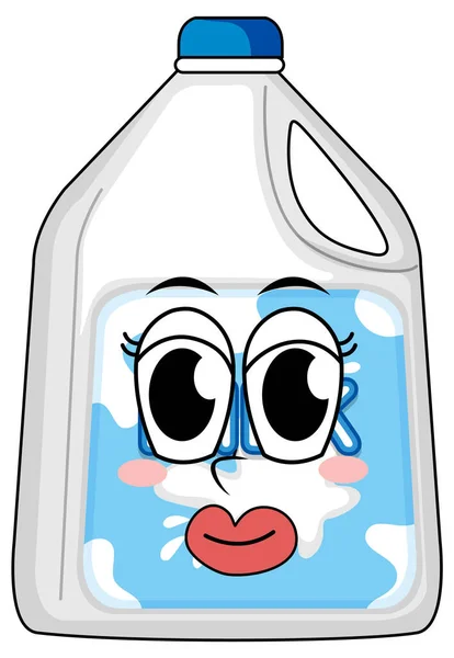 Bottle Milk Happy Face Illustration — Stock Vector