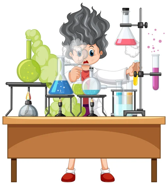 Επιστήμονας Που Κάνει Επιστημονικό Πείραμα Στην Απεικόνιση Εργαστηρίου — Διανυσματικό Αρχείο