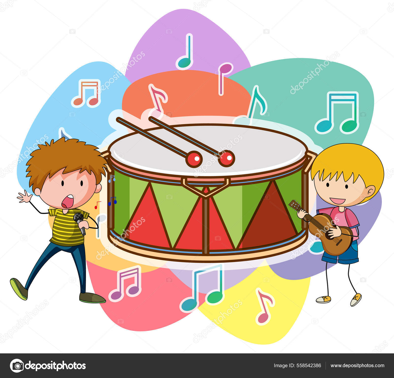 Cute Cartoon Character Music Instrument Illustration Stock Vector by ...