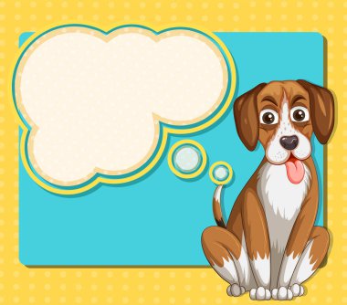 Boş bir çağrı illüstrasyonuyla bir köpek