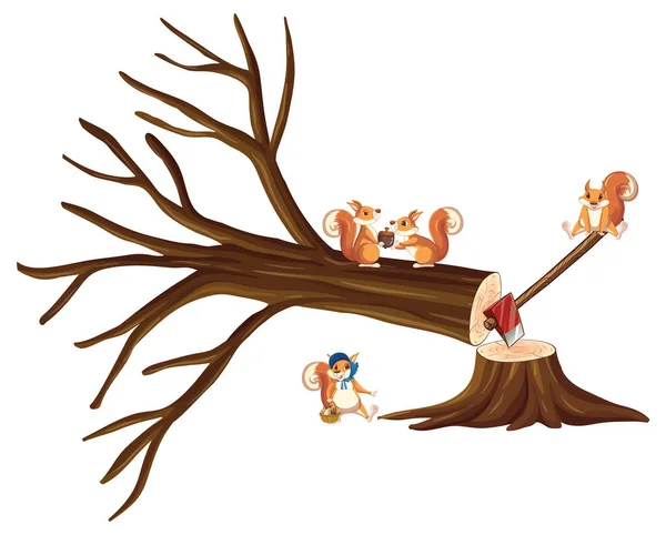 Niedliche Eichhörnchen Tier Cartoon Illustration — Stockvektor