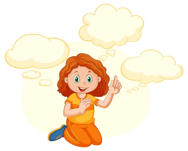 Ein Kind Mit Sprechblasenvorlagen Auf Weißem Hintergrund — Stockvektor