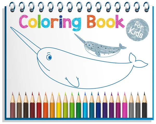 Libro Colorare Foglio Lavoro Bambini Illustrazione — Vettoriale Stock
