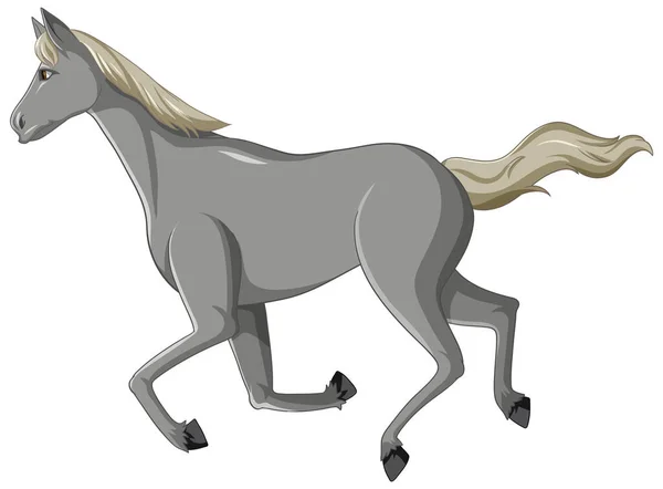 Grigio Cavallo Esecuzione Cartone Animato Illustrazione — Vettoriale Stock