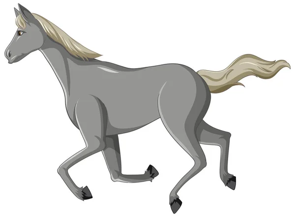 Gris Caballo Corriendo Ilustración Dibujos Animados — Vector de stock