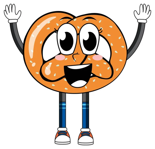 Pretzel Con Ilustración Brazos Piernas — Vector de stock