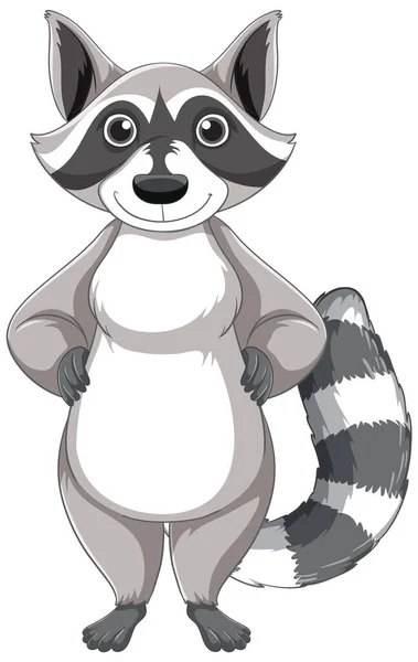 Cute Cartoon Raccoon Standing White Background Illustration — Stock Vector