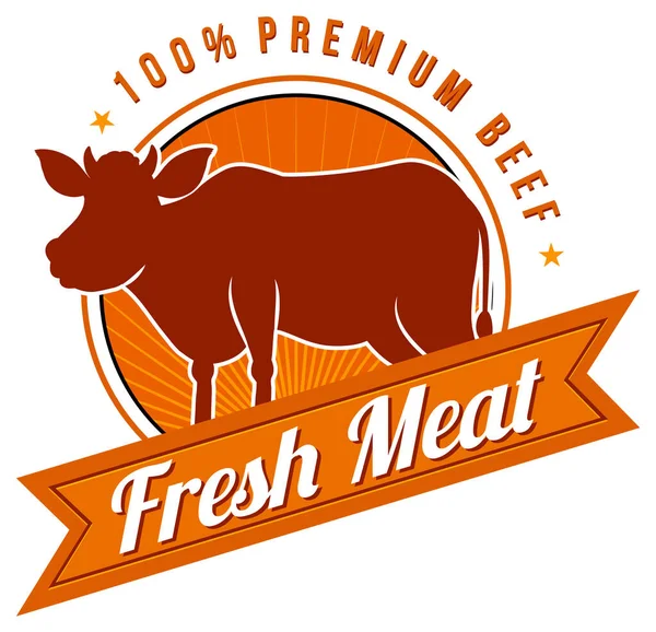 Fresh Meat Premium Beef Logo Illustration — Stock Vector