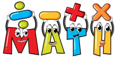 Matematik sembollü karikatür kelimesi resimleme
