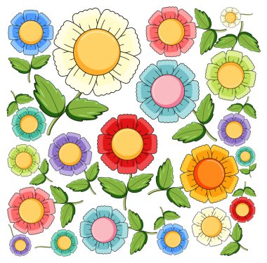 Renkli çiçek çizim ile sorunsuz arka plan tasarım