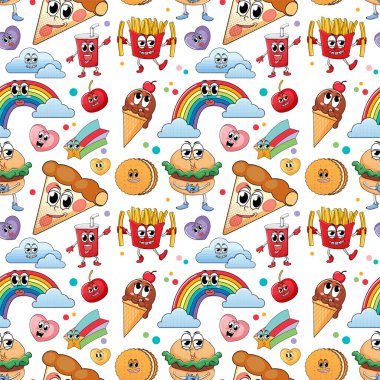 Yemek teması illüstrasyonlu kusursuz arkaplan