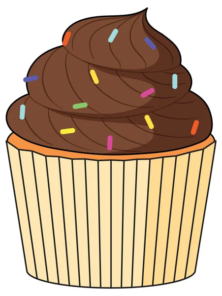 Cupcake Con Crema Chocolate Ilustración — Vector de stock