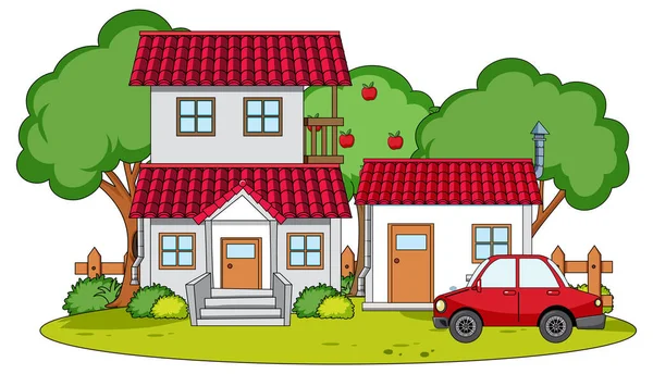 Doodle Huis Cartoon Ontwerp Illustratie — Stockvector