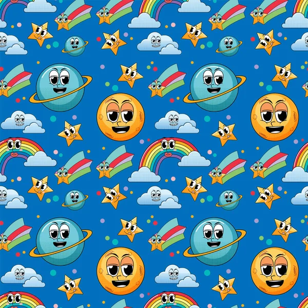 Fondo Sin Costuras Con Estrellas Ilustración Arco Iris — Vector de stock