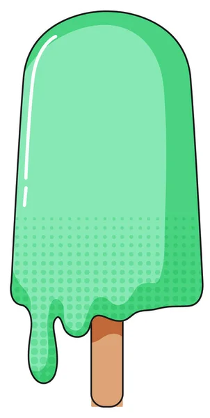 Grünes Eis Stiel Schmilzt Illustration — Stockvektor