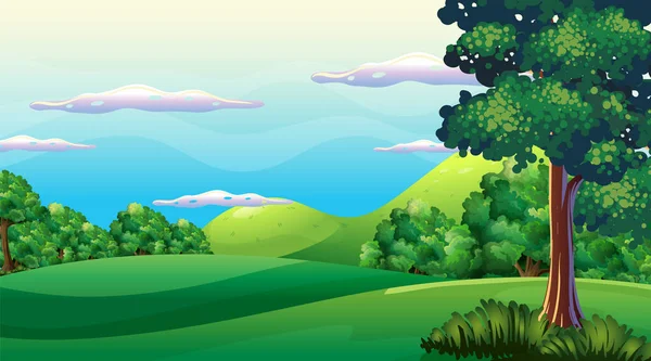 Eine Natürliche Szene Grüne Landschaft Illustration — Stockvektor