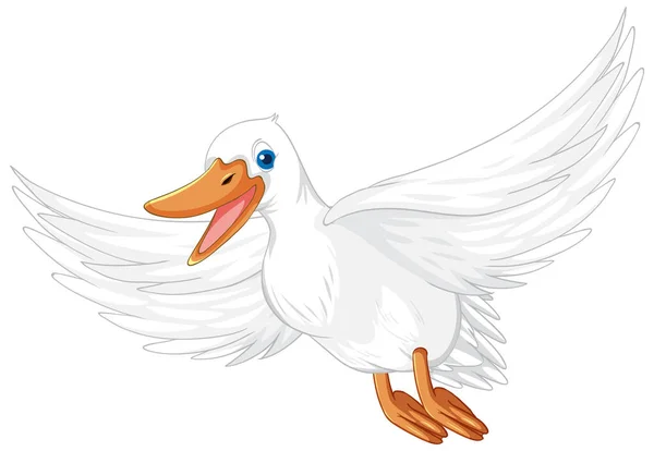 White Duck Cartoon Character White Background Illustration — Stock Vector