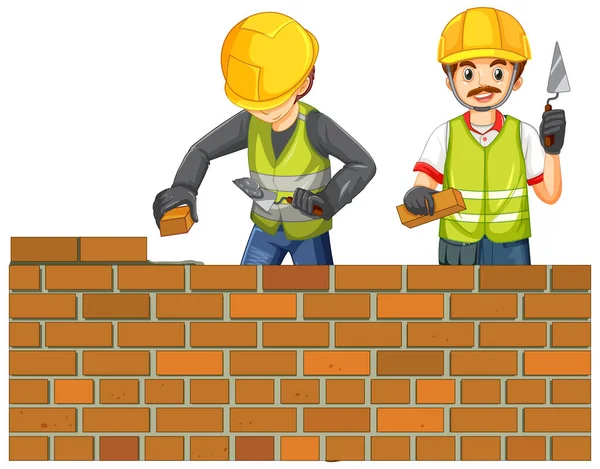 Construction Worker Cartoon Character Illustration — Stock Vector