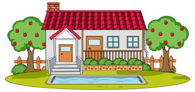 Doodle House çizgi film tasarımı illüstrasyonu