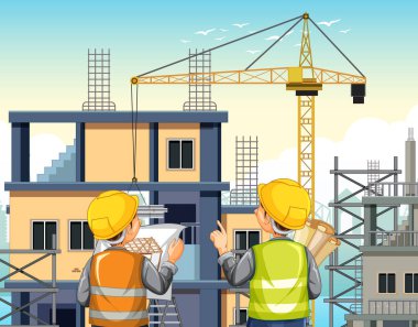 İnşaat alanı arkaplan illüstrasyonu