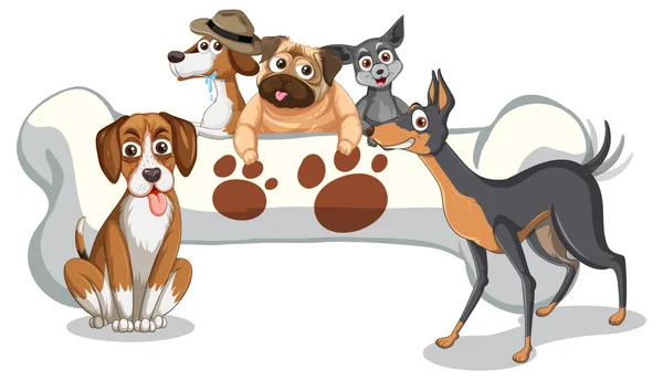 Group Dogs Cartoon Style Illustration — Stock Vector