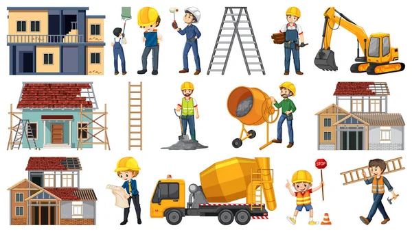 Set Construction Site Objects Illustration — Stock Vector