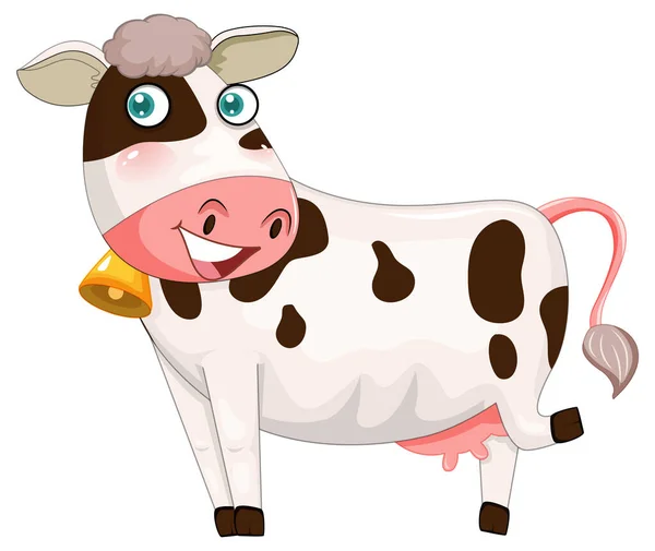 Happy Cow Desenho Animado Personagem Ilustração — Vetor de Stock