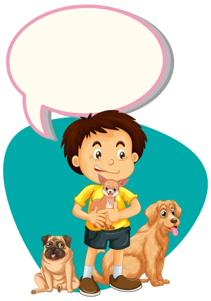 Speech Bubble Template Met Jongen Honden Illustratie — Stockvector