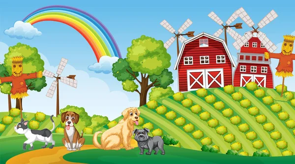 Set Different Domestic Animals Farm Illustration — Stock Vector