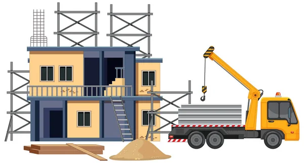 Building Construction Site White Background Illustration — Stock Vector