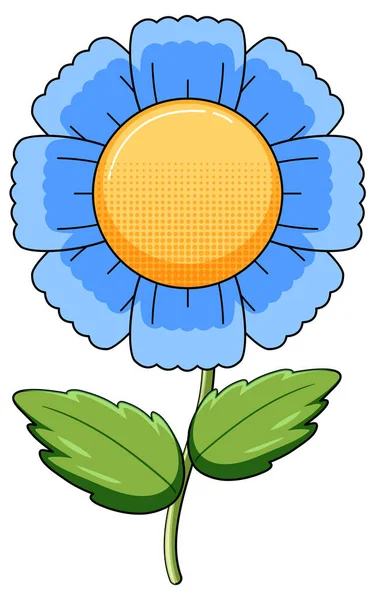Flor Azul Com Folhas Ilustração — Vetor de Stock
