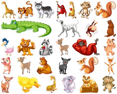 Hayvan karikatür karakter resimde kümesi