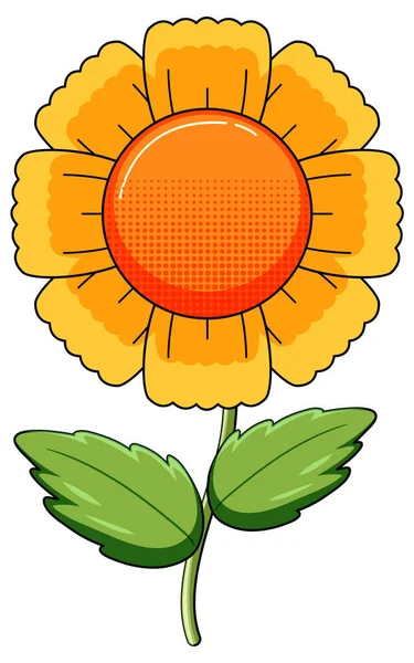 Orangefarbene Blume Mit Grünen Blättern Illustration — Stockvektor