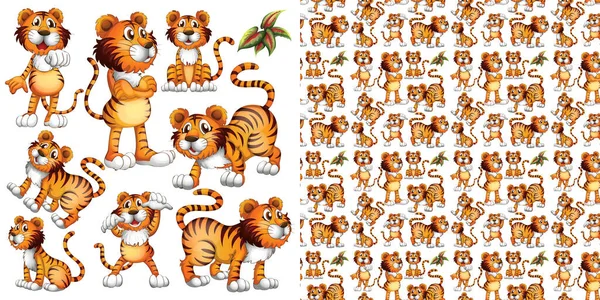 Cute Animals Cartoon Seamless Background Illustration — Stock Vector