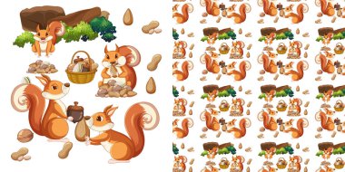 Sincaplar ve ceviz resimleriyle kusursuz bir arka plan.