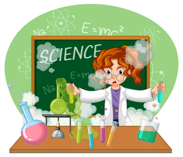 Funny Scientist Experiment Laboratory Illustration — Stock Vector