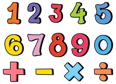 Matematik sembolleriyle 0 'dan 9' a