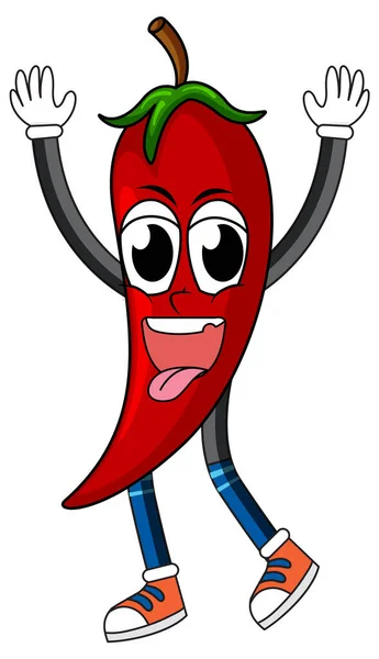 Rode Chili Met Vrolijke Gezicht Illustratie — Stockvector