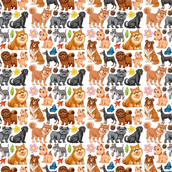 Seamless Background Many Dogs Illustration — Stock Vector