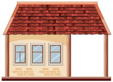 Beyaz arkaplan illüstrasyonunda istasyon binası