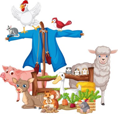 Birçok hayvan çitin kenarında oturuyor.