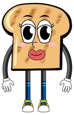 Kolları ve bacakları resimli kızarmış ekmek.