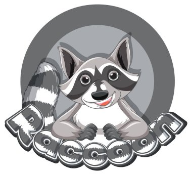 Gri illüstrasyonlu rakun yazı tipi tasarımı