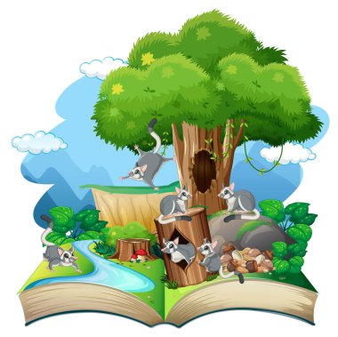 Ormanda bir sürü planörlü doğa sahnesi